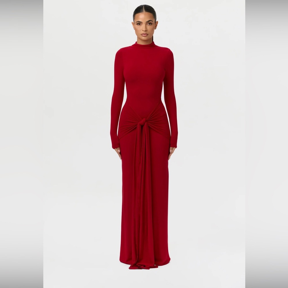 Naked Wardrobe Bold Red Long Sleeve Dress